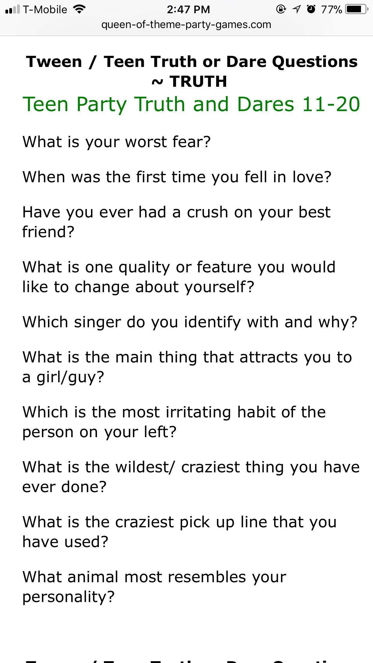 Truth Or Dare Questions For Teenagers