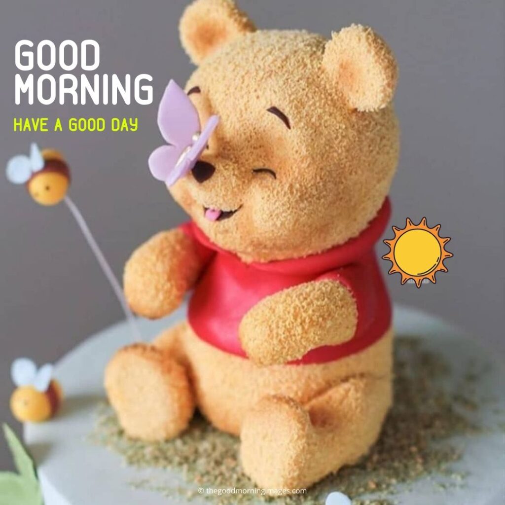 Good Morning Teddy Bear With Flowers
