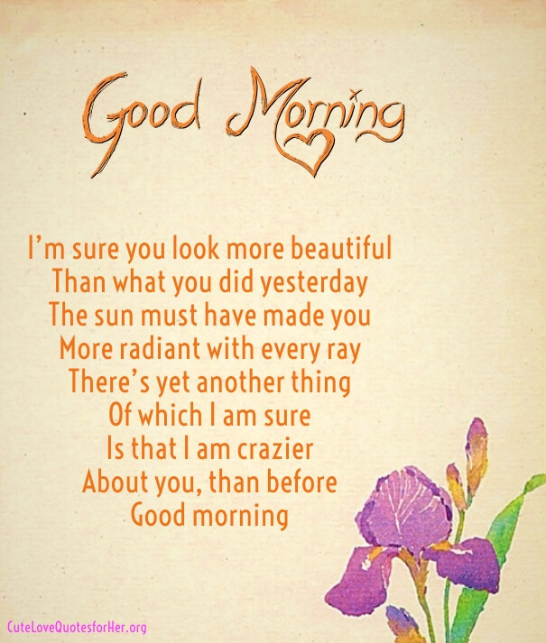 Sweet Good Morning Poems For Your Wife